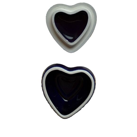 Vintage Limoges Castel Porcelain Heart Trinket Box Cobalt Blue 22K Gold France - Picture 5 of 10